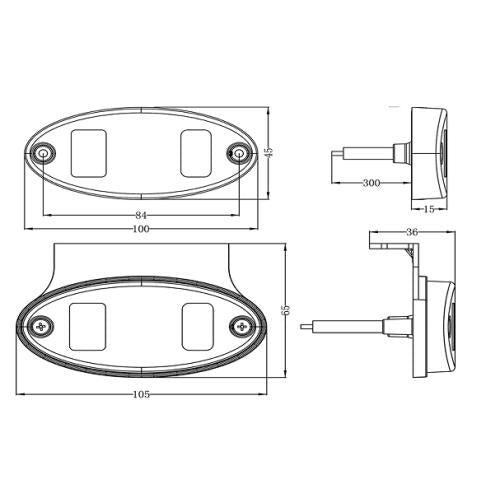 LED Oval Marker Light with Bracket