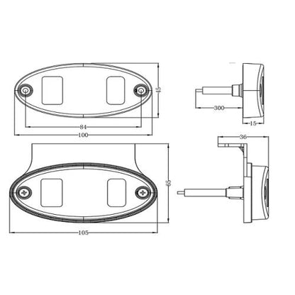 LED Oval Marker Light with Bracket